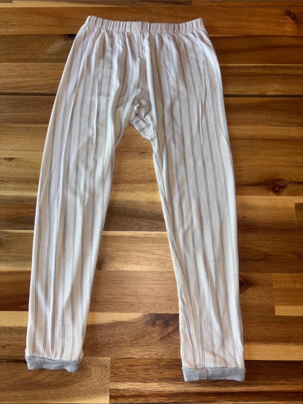Kyte BABY White Pajama Pants with Gray Pinstripes